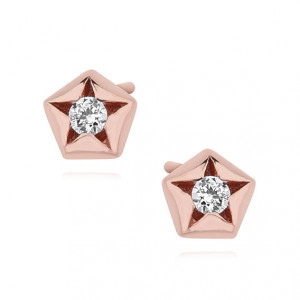 Cercei argint placati cu aur roz stea cu piatra DiAmanti Z1502E_RG-DIA (Argint 925‰ 0,7 g.)